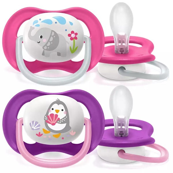 Philips Avent Ultra Air Pacifier 6-18M Girls Elephant/Penguin