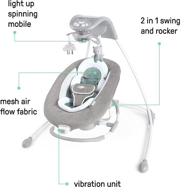 Ingenuity InLighten 2-in-1 Baby Swing and Rocker