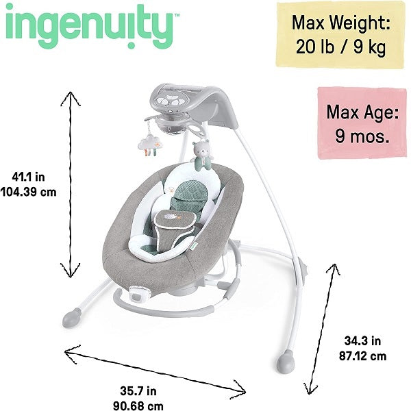 Ingenuity InLighten 2-in-1 Baby Swing and Rocker