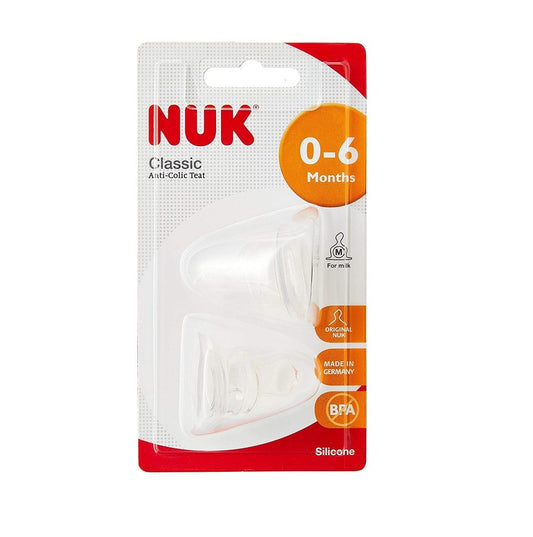 Nuk Classic Silicone Narrow Teat Medium Hole (Size 1) 0-6months