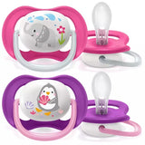 Philips Avent Ultra Air Pacifier 6-18M Girls Elephant/Penguin