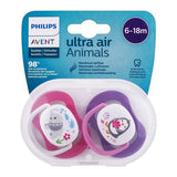 Philips Avent Ultra Air Pacifier 6-18M Girls Elephant/Penguin