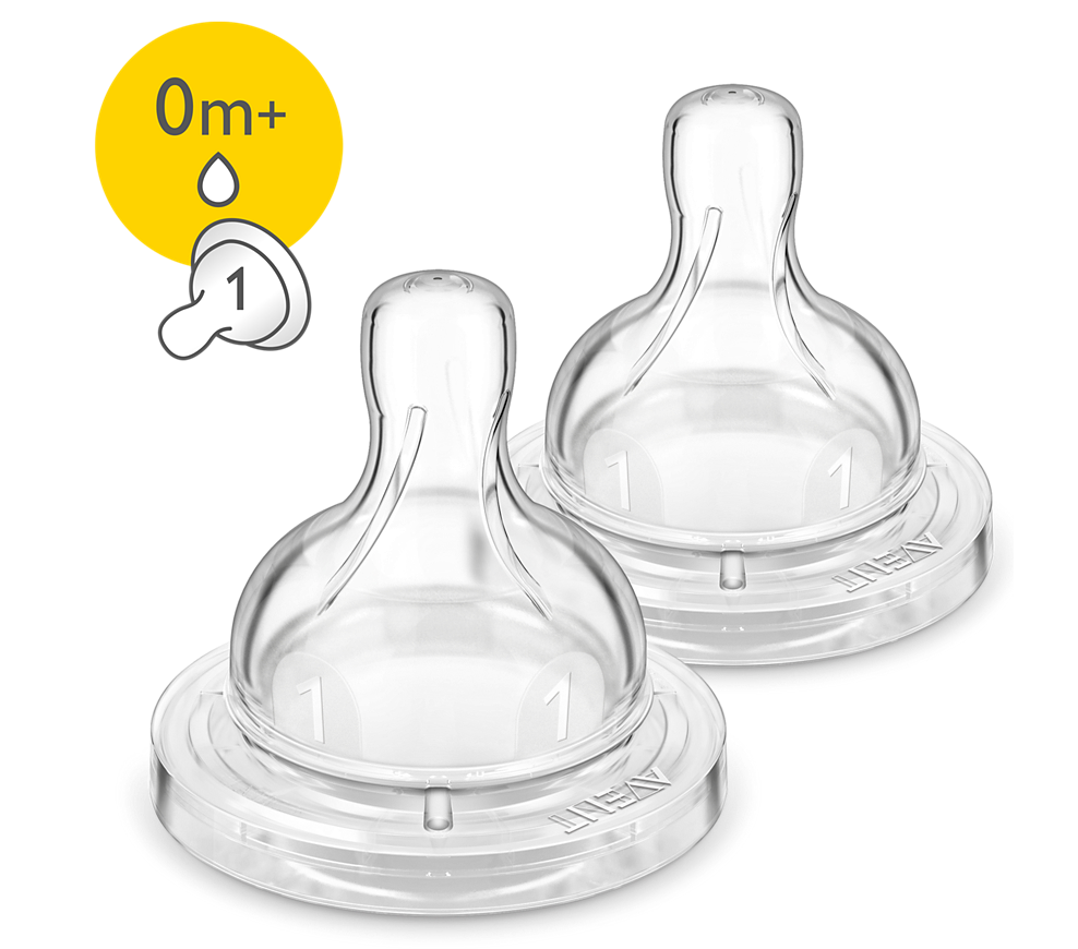 Philips Avent Pack of 2 Silicone Teats 0m+