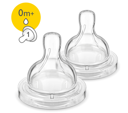 Philips Avent Pack of 2 Silicone Teats 0m+