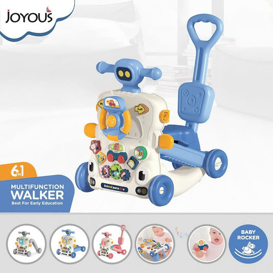 Joyous 6 in 1 Multifunctional Activity Walker Blue
