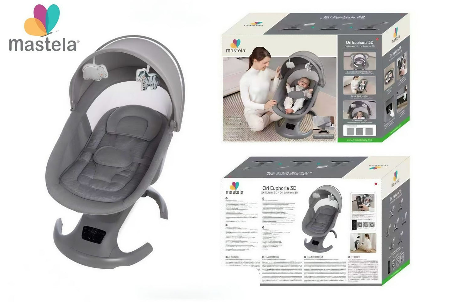 Mastela Ori Euphoria 3D Swing & Bassinet - Dark Grey