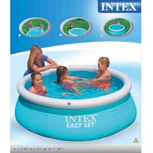 Intex 72 x 20in Easy Set Inflatable Aqua Blue Swimming Pool