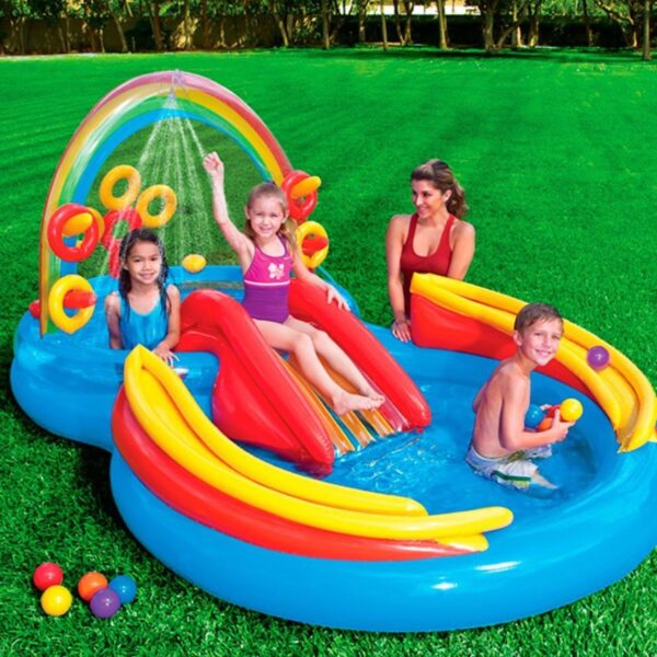 Intex Child Paddling Swimming Pool Rainbow Ring Play Centre Outdoor Inflatable Kid
