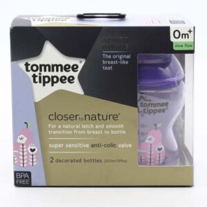 Purple 2pk Close To Nature Tinted Tommee Tippee Bottle 260ml/9oz-1