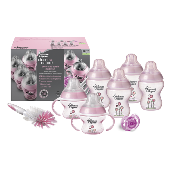 Decorated Bottle Newborn Tommee Tippee Starter Kit Set Pink-3