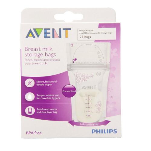Philips Avent Breast Milk Storage Bags 25 Count 6oz/180ml