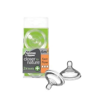 Baby Fast Flow Silicone Wide Neck Tommee Tippee Teats Pk-2 -2