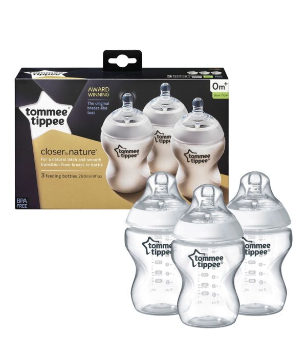 9OZ Pack of 3 Wide Neck Bottle Tommee Tippee Baby Feeder - 3