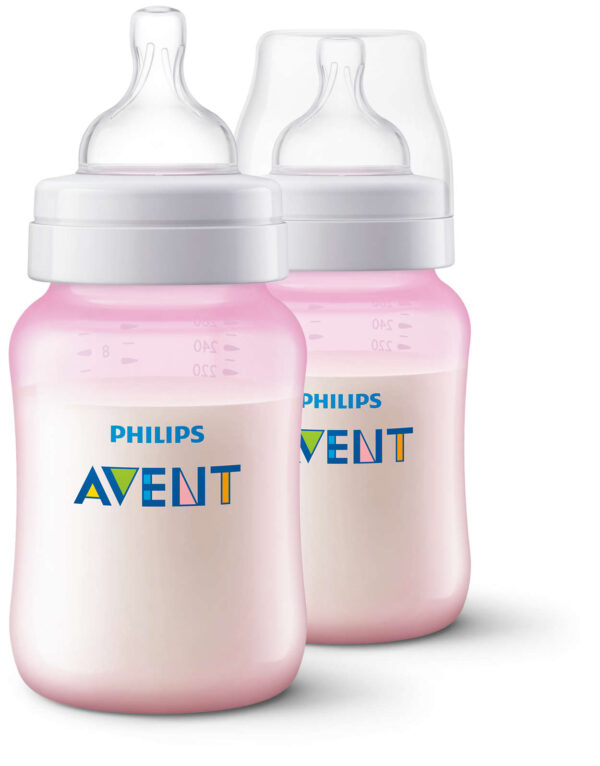 Philips Avent Pink Classic+ 2 Feeding Bottles 260Ml