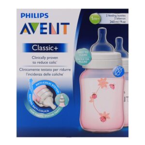 Philips Avent Deco Pink Classic+ Feeding 2 Bottles 260Ml