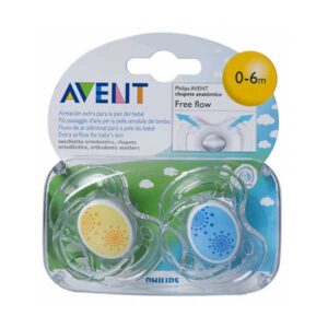 Philips Avent 2 Contemp Free Flow Soother 0-6M - Color & Style May Vary