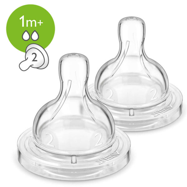 Philips Avent Pack of 2 Silicone Teats 1m+