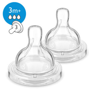 Philips Avent Pack of 2 Silicone Teats 3m+