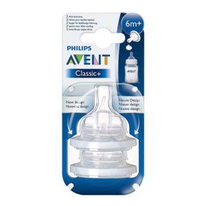 Philips Avent Pack of 2 Silicone Teats 6m+ Thick Feed Y-Shape Flow