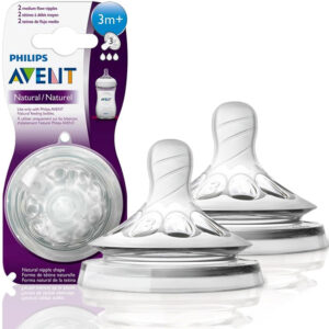 Philips Avent Pack of 2 Silicone Teats 3m+ Medium Flow