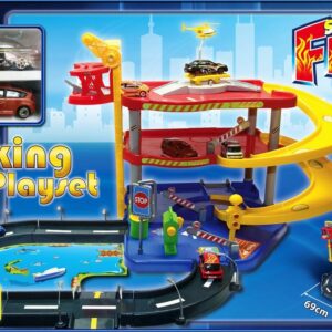 Bburago Street Fire Parking Playset With 2 Cars