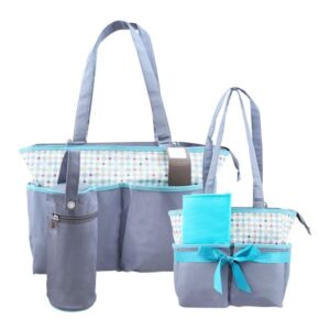 Colorland Mother Bag Set Gray & Blue with Design