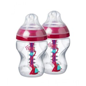 Tommee Tippee Advanced Anti Colic Decorated Feeding 2 Bottles 0m+ 260ml Red