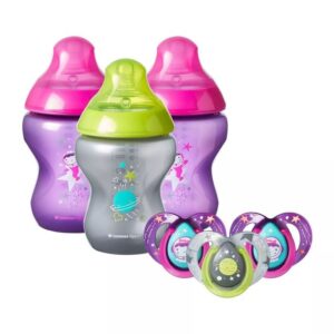 Tommee Tippee Boldly Go Baby Bottle and Pacifier Gift Set Pink