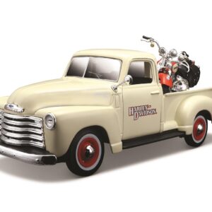 Maisto Diecast Model Car + Motorbike Ford 1948 Harley Davidson Duo Glide 1958 - Style May Vary