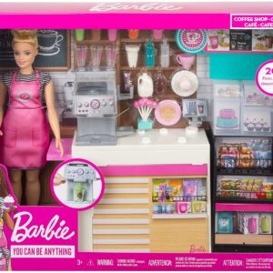 Barbie Doll Coffee Shop Playset and Doll with 20 Accessories