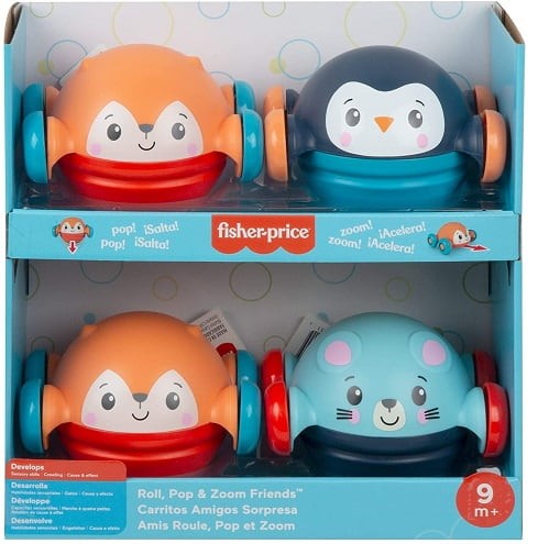 Fisher Price Roll Pop & Zoom Friends, Toy Vehicle Animals