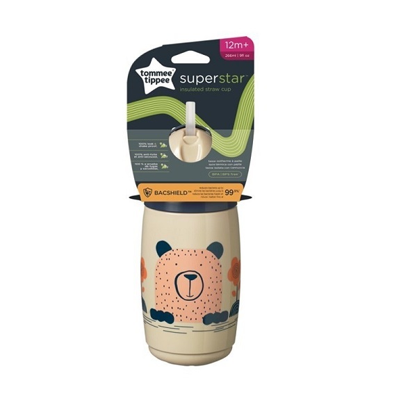 Tommee Tippee Superstar Insulated Straw Cup 266ml Grey